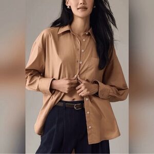 Anthropologie Tan Button-Down Shirt